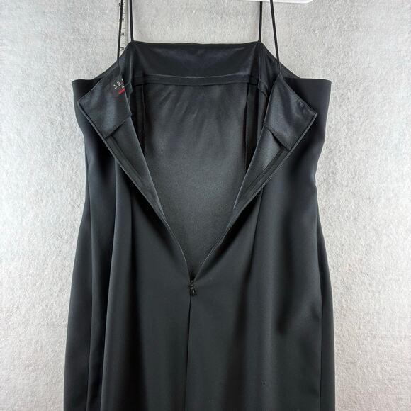 JR Nites Caliendo Black Satin Trim Y2K Spaghetti Strap Dress 33" Bust No Stretch - Picture 6 of 7